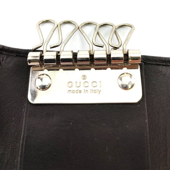 GUCCI Key Case Logo Plate Leather Authentic USED - Picture 10 of 10